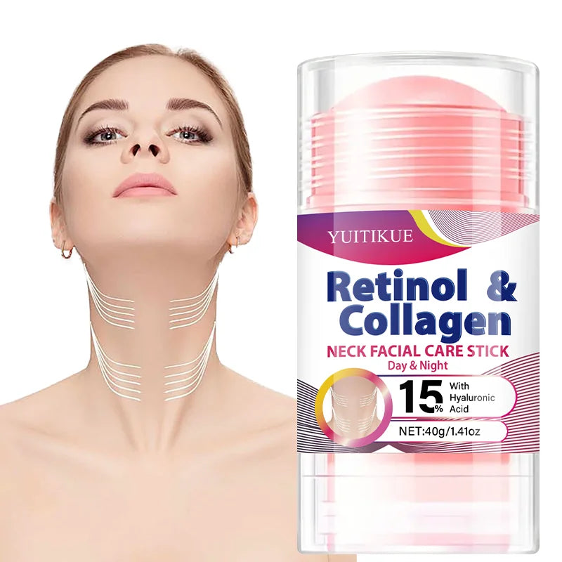 YUITIKUE Retinol Collagen Neck Care Stick 40g - Day Night Hydrating Firming 15% Hyaluronic Acid, Goddess Neck Treatment Peaceful Pleasures Health and Wellness