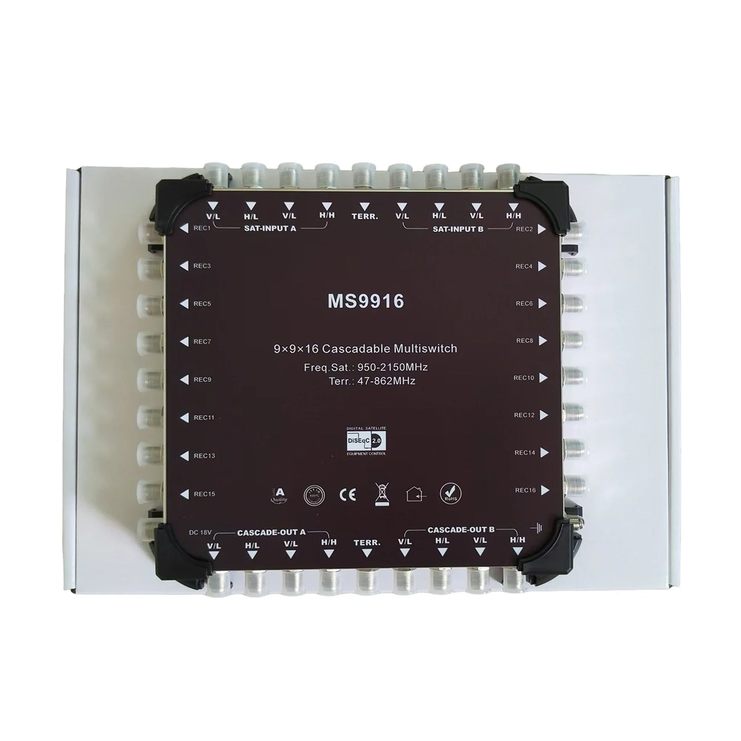 9-in 16-out DiSEqC Satellite Multiswitch 22kHz Cascade Switch
