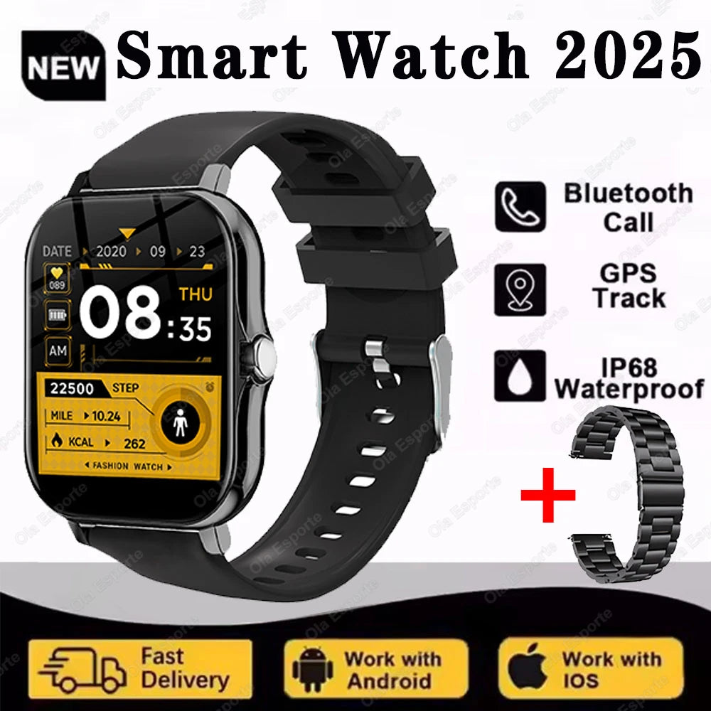 2.01'' Waterproof Smart Watch with Message Answer Call Sleep Monitoring Sports Pedometer Information Alerts For iPhone Android Peaceful Pleasures Health and Wellness Bk20Szstrap