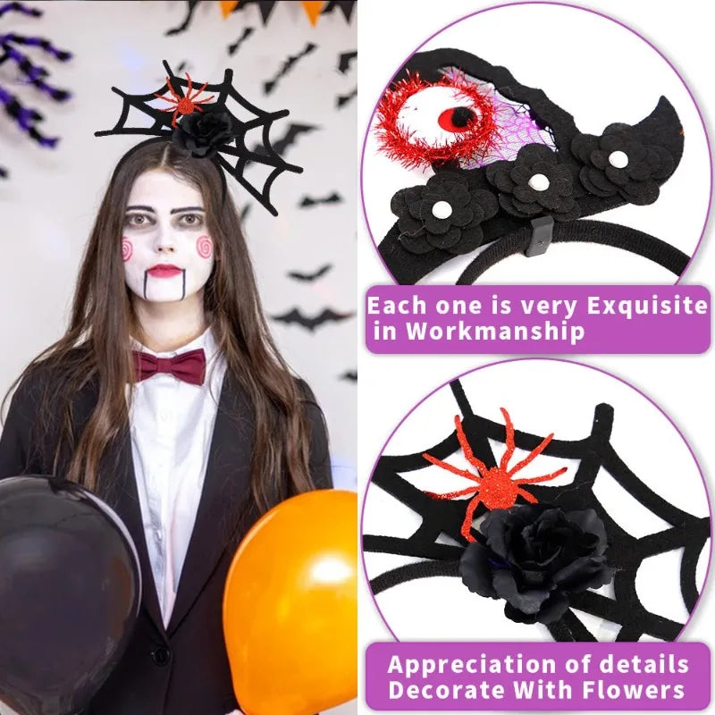 Halloween Witch Hat Headband with 3D Spider | Costume Hair Hoop