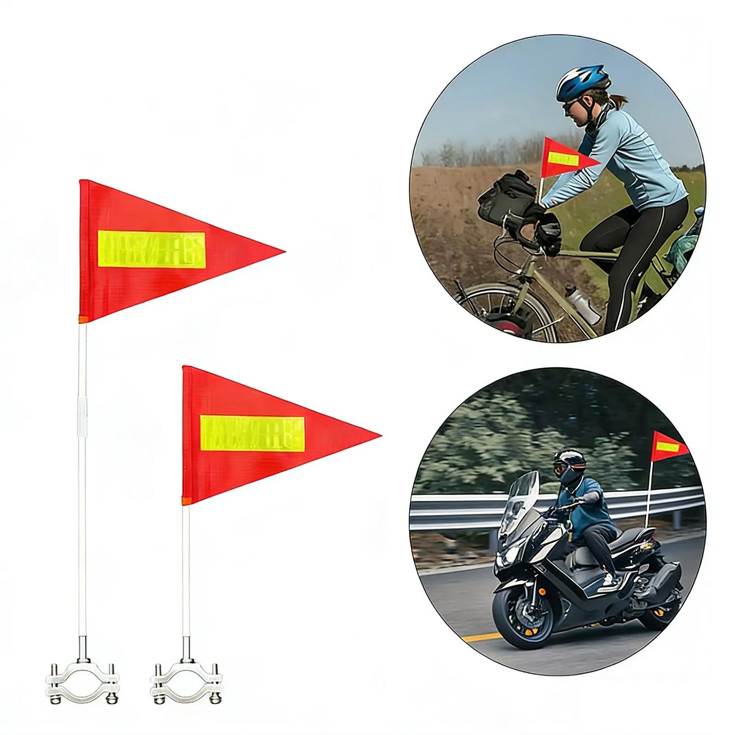 Reflective ATV Safety Whip Flag with Pole – Waterproof Adjustable