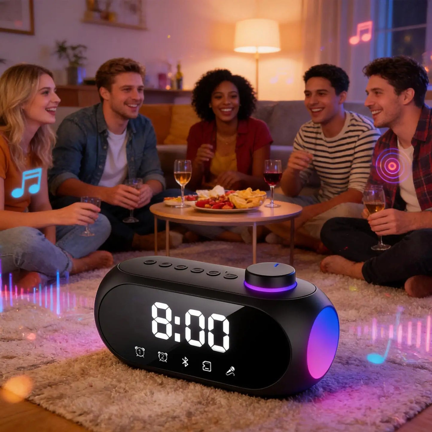 Smart Alarm Clock with Bluetooth Speaker & LED Night Light Bluetooth Alarm Clock Peaceful Pleasures Health and Wellness