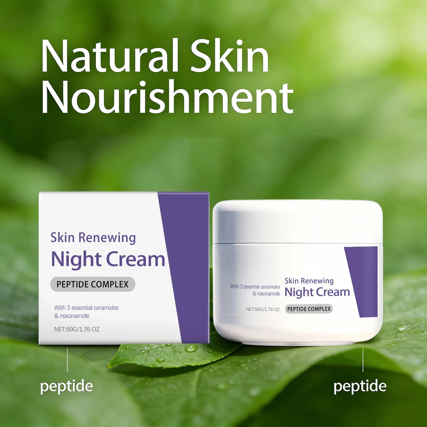 Skin Renewing Night Cream Repairig Skin Barrier Nicotinamide Face Cream with 3 Essential Ceramide Brightening Skin Rejuvenating Peaceful Pleasures Health and Wellness