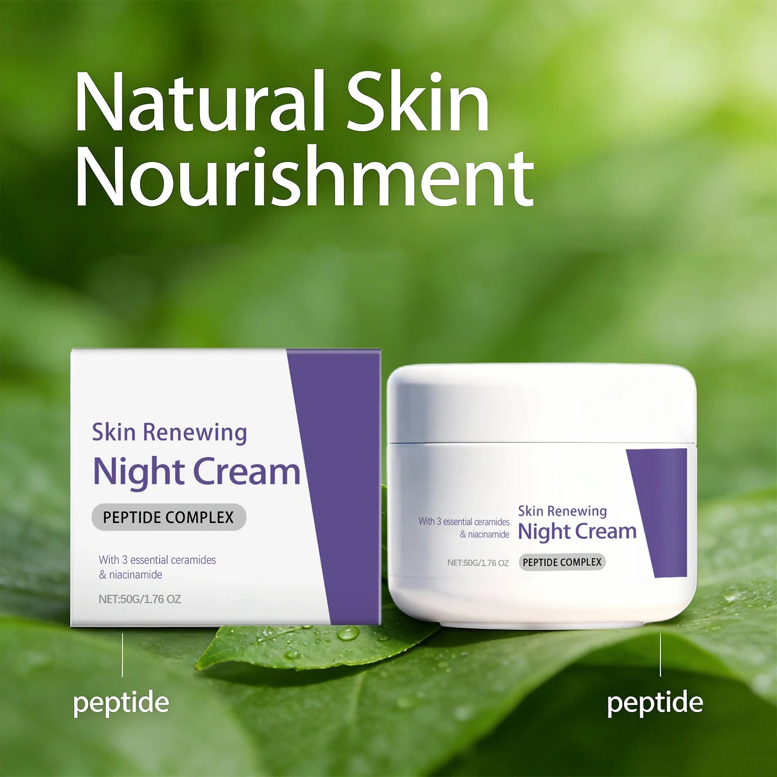 Skin Renewing Night Cream Repairig Skin Barrier Nicotinamide Face Cream with 3 Essential Ceramide Brightening Skin Rejuvenating Peaceful Pleasures Health and Wellness