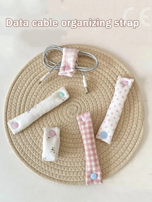 Floral Cable Tie - INS Style Cloth Cord Organizer, Cute Reusable Wire Straps for Earphone/Data Cables 1PC Peaceful Pleasures Health and Wellness