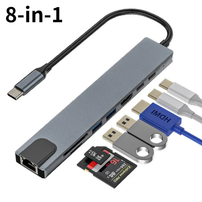 DIXSG 8-in-1 USB-C Hub – 4K HDMI, RJ45 & PD Charging