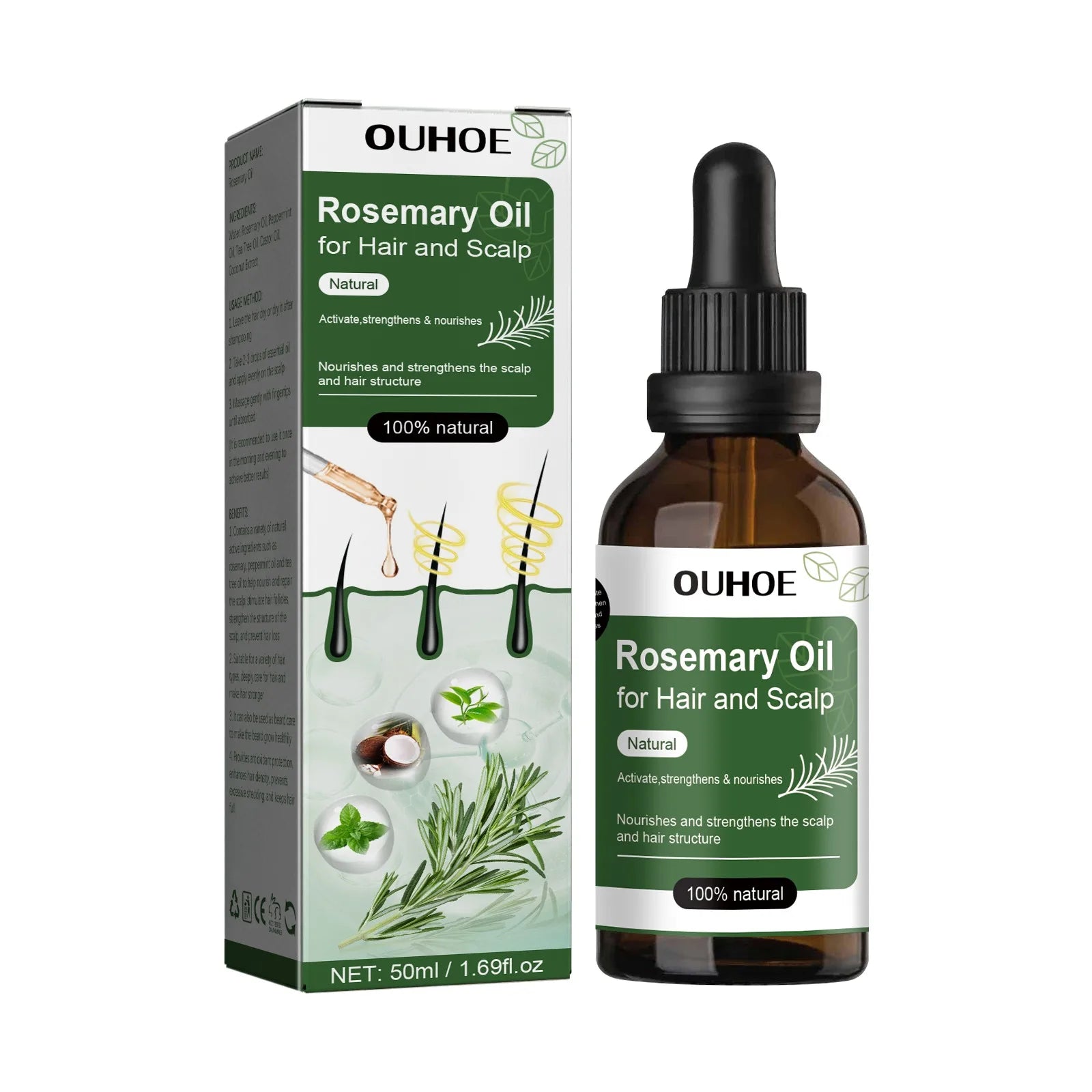 Rosemary Oil for Hair Growth & Hair Loss – 50ml Essential Oil Hair Growth Oil Peaceful Pleasures Health and Wellness 50ml