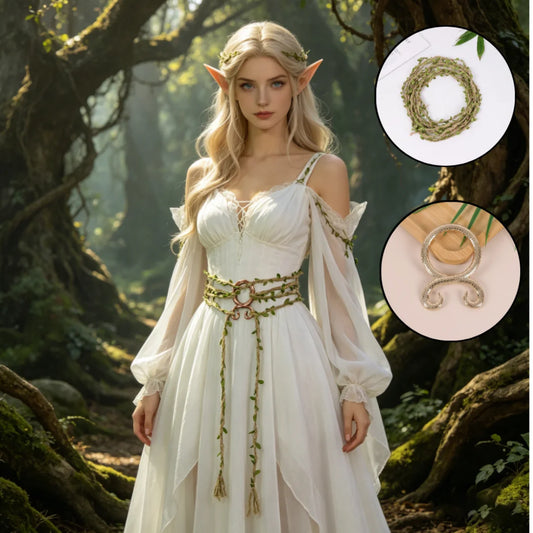 Renaissance Medieval Celtic Braided Belt Green Leaves Leaf Handwoven Peaceful Pleasures Health and Wellness