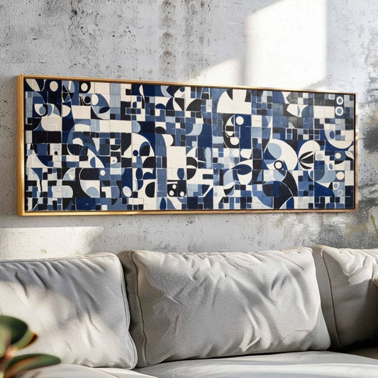 Mid Century Modern Boho Canvas Wall Art | Large Geometric Print Canvas Wall Art Peaceful Pleasures Health and Wellness ZLH4215 90x270cm No Frame