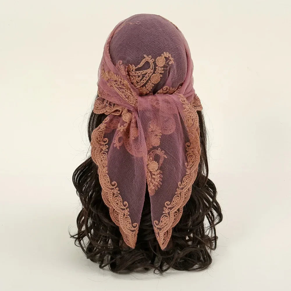 Women's Floral Lace Square Scarf – Vintage Bandana Headband