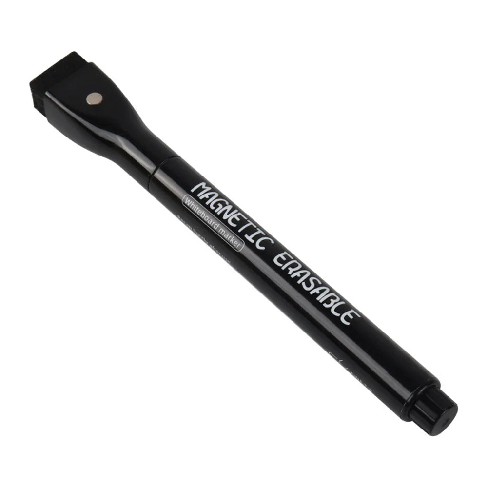 Erasable Magnetic Whiteboard Markers with Built-In Eraser | 12 Colors