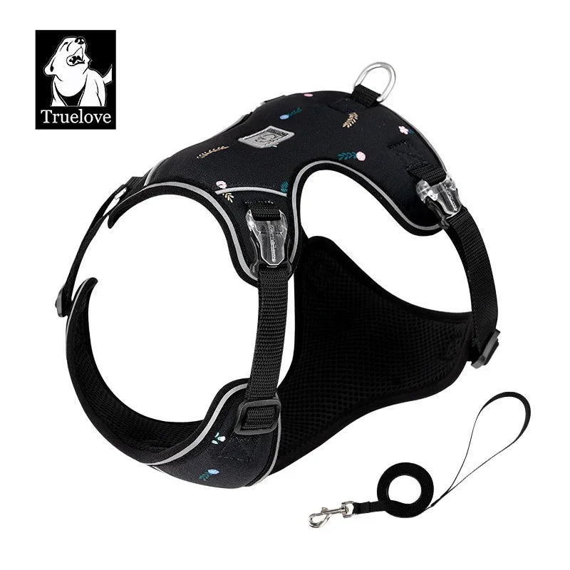 TRUELOVE Pet Pet Harness and Leash Set Lightweight Adjustable Quick-Release and Durable for Small Dogs and Cats TLH2918 Peaceful Pleasures Health and Wellness Black XXS China Mainland