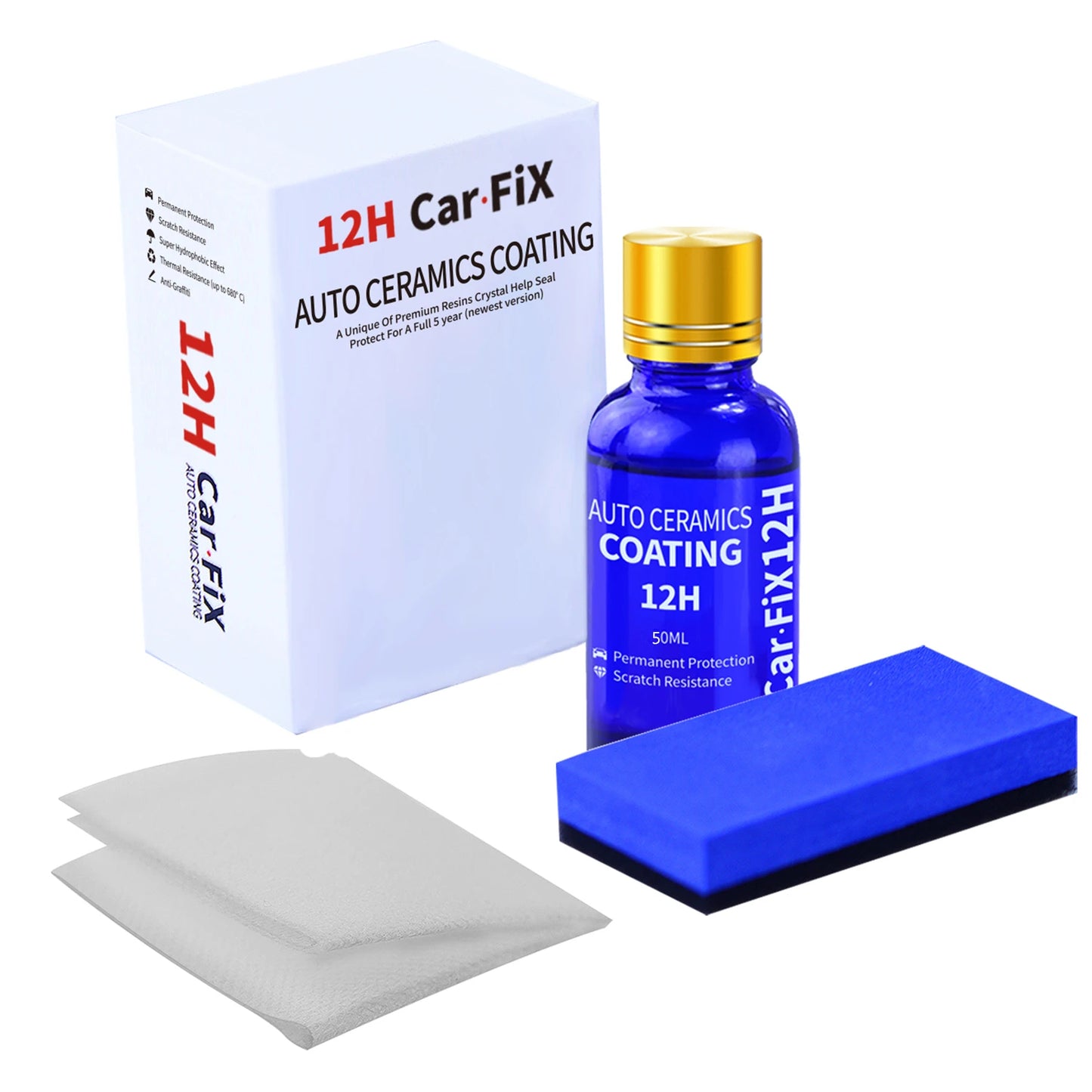12H Car Coating Polishing Wax Anti-Scratch Paint Protection 5-year Guarantee Glossy Prolonging Paintworks Ceramic Liquid Glass Peaceful Pleasures Health and Wellness 50ml set