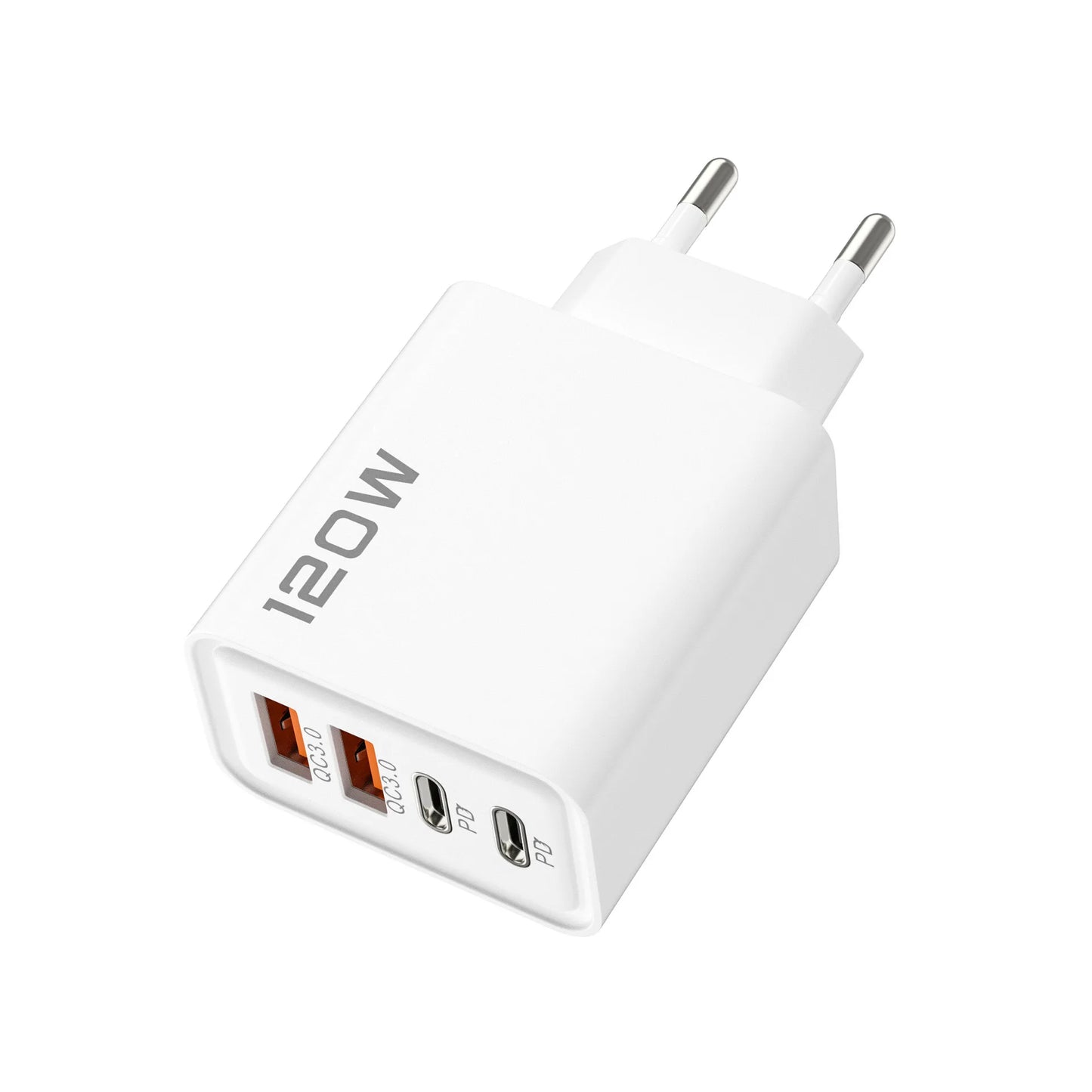 120W 4-Port USB-C Fast Charger | PD Quick Charge 3.0 Adapter
