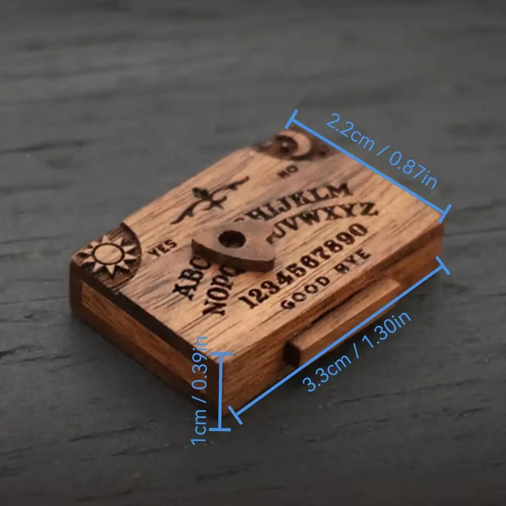 Retro Mini Wooden Ouija Spirit Board with Planchette & Drawer Decorative Spirit Board Peaceful Pleasures Health and Wellness single attribute