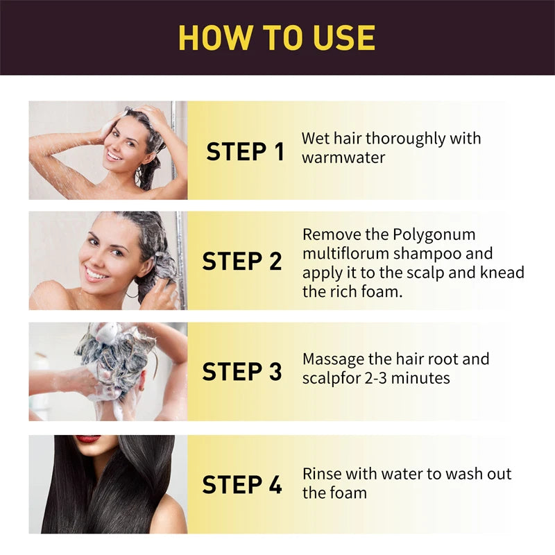 3 In 1 Instant Coloring Shampo Change Hair Color Gray Hair to Black Natural Black Color for Men Women Hair Dye Deep Nourishing Peaceful Pleasures Health and Wellness