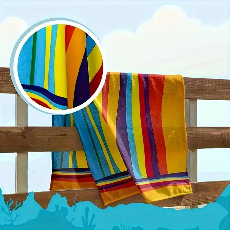 Large Colorful Stripe Beach & Pool Towel – Quick-Dry & Soft