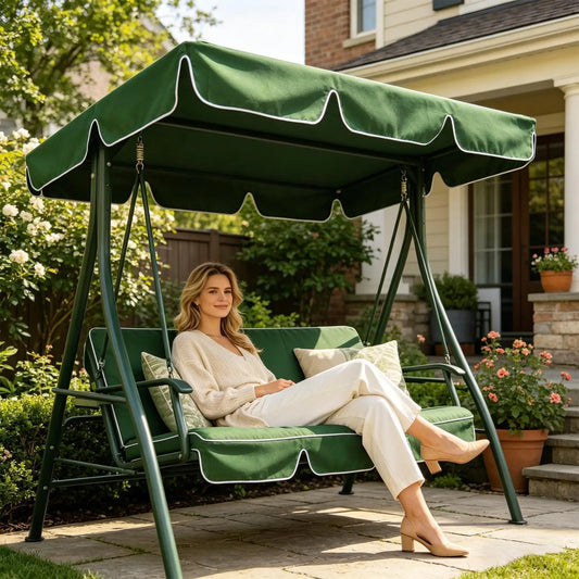 Waterproof UV-Resistant Patio Swing Canopy Replacement Weatherproof Seat Cover Fits Outdoor Swing for Garden Backyard Patio Deck Peaceful Pleasures Health and Wellness