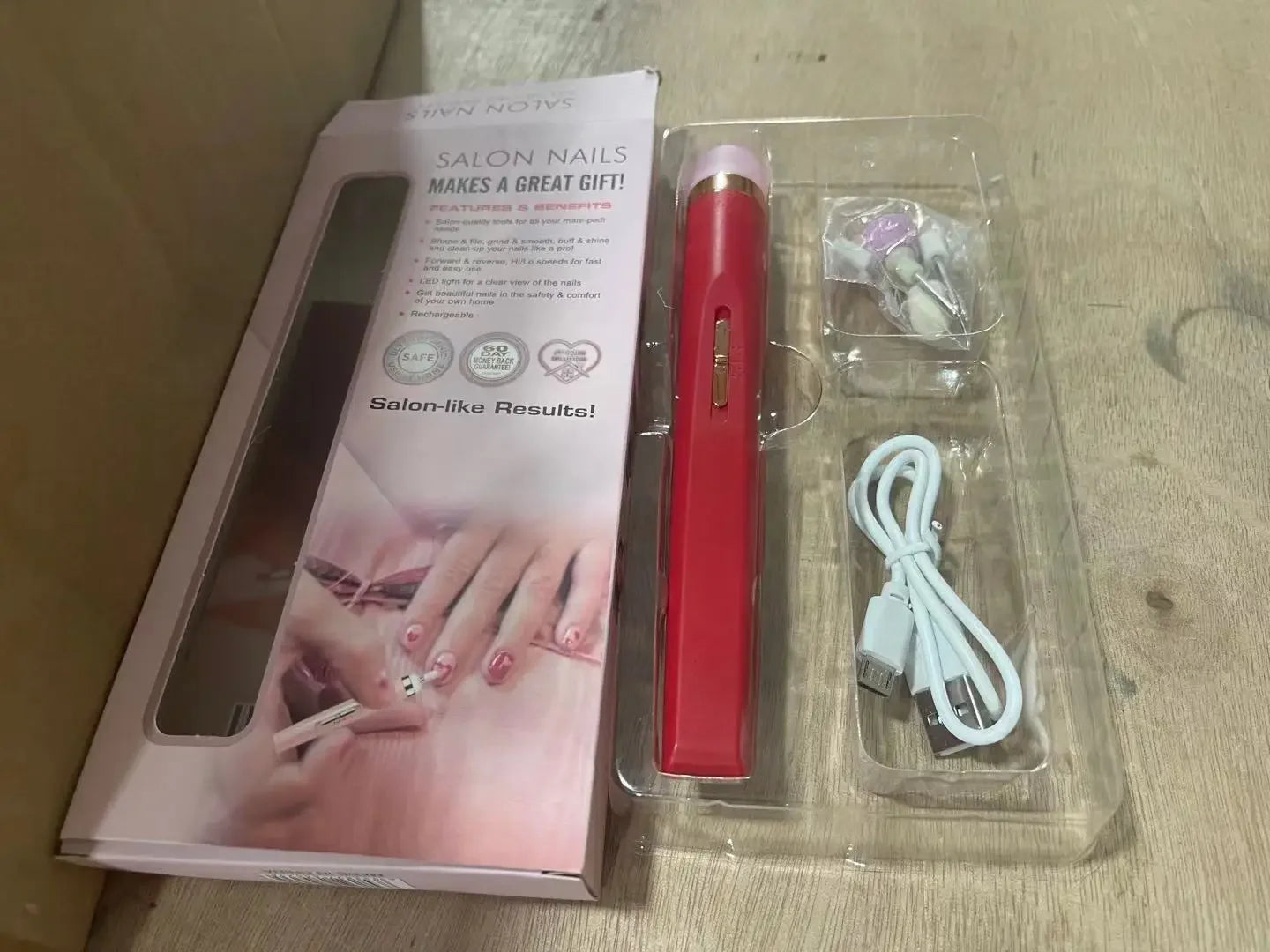 Electric Nail Grinder Nail Polishing Machine with Light Portable Mini Electric Manicure Art Pen Tools with Box for Gel Removing Peaceful Pleasures Health and Wellness Red