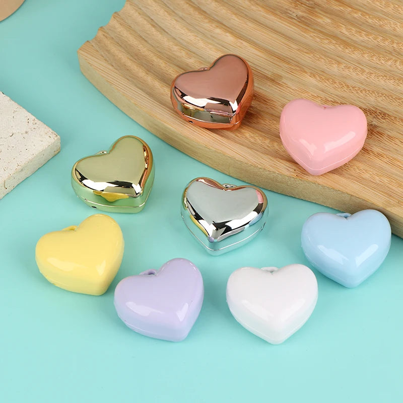 1Pcs Heart Shape Mini Empty Blush Powder Box Eye Shadow Container With Mirror And Aluminum Pan Key Chain Lipstick Case Packaging Peaceful Pleasures Health and Wellness