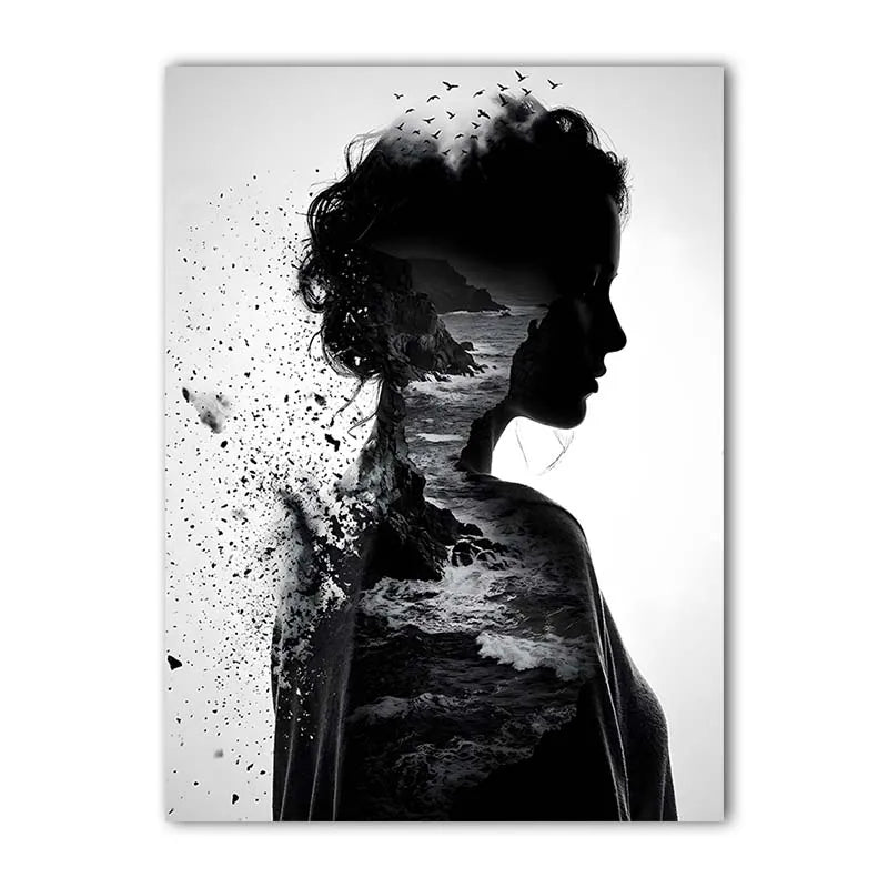 Nordic Black & White Women Canvas Wall Art | Modern Poster Canvas Wall Art Peaceful Pleasures Health and Wellness 06 40x60cm No Frame China Mainland