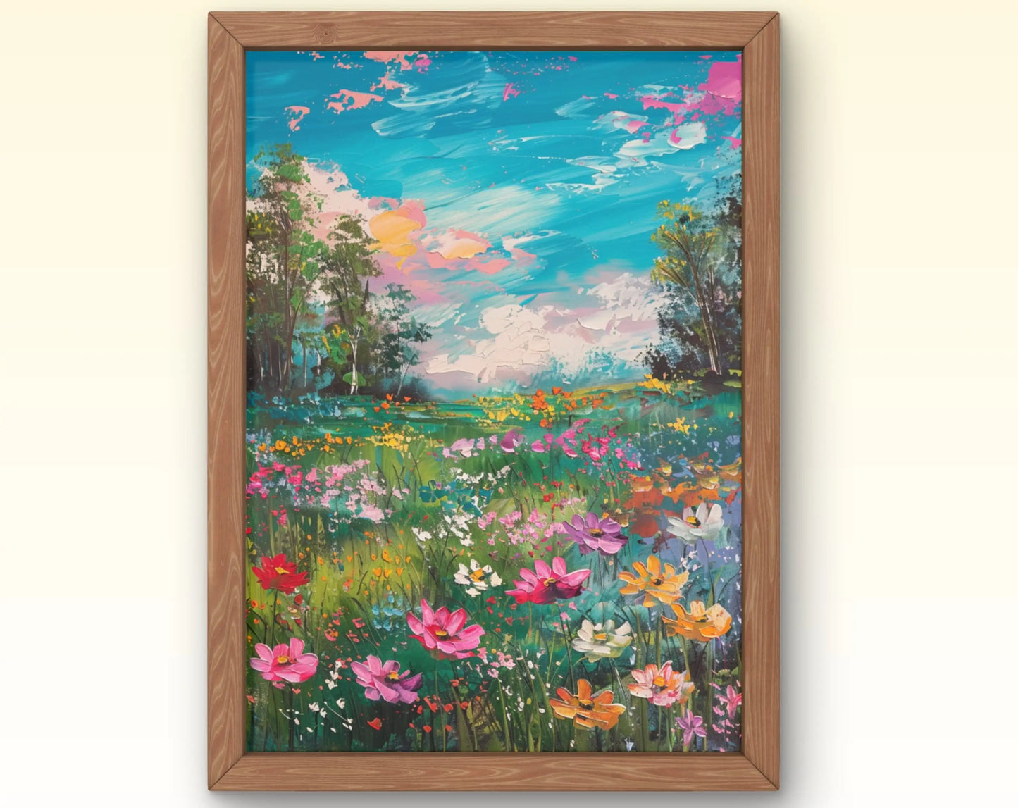European Rural Scenery Floral Canvas Wall Art | Unframed Print