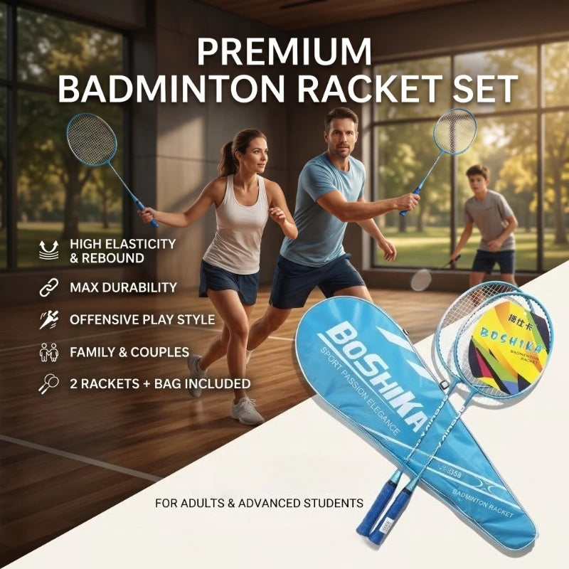 Badminton racket set, durable, elastic, anti breakage badminton set, professional level training badminton racket for students Peaceful Pleasures Health and Wellness