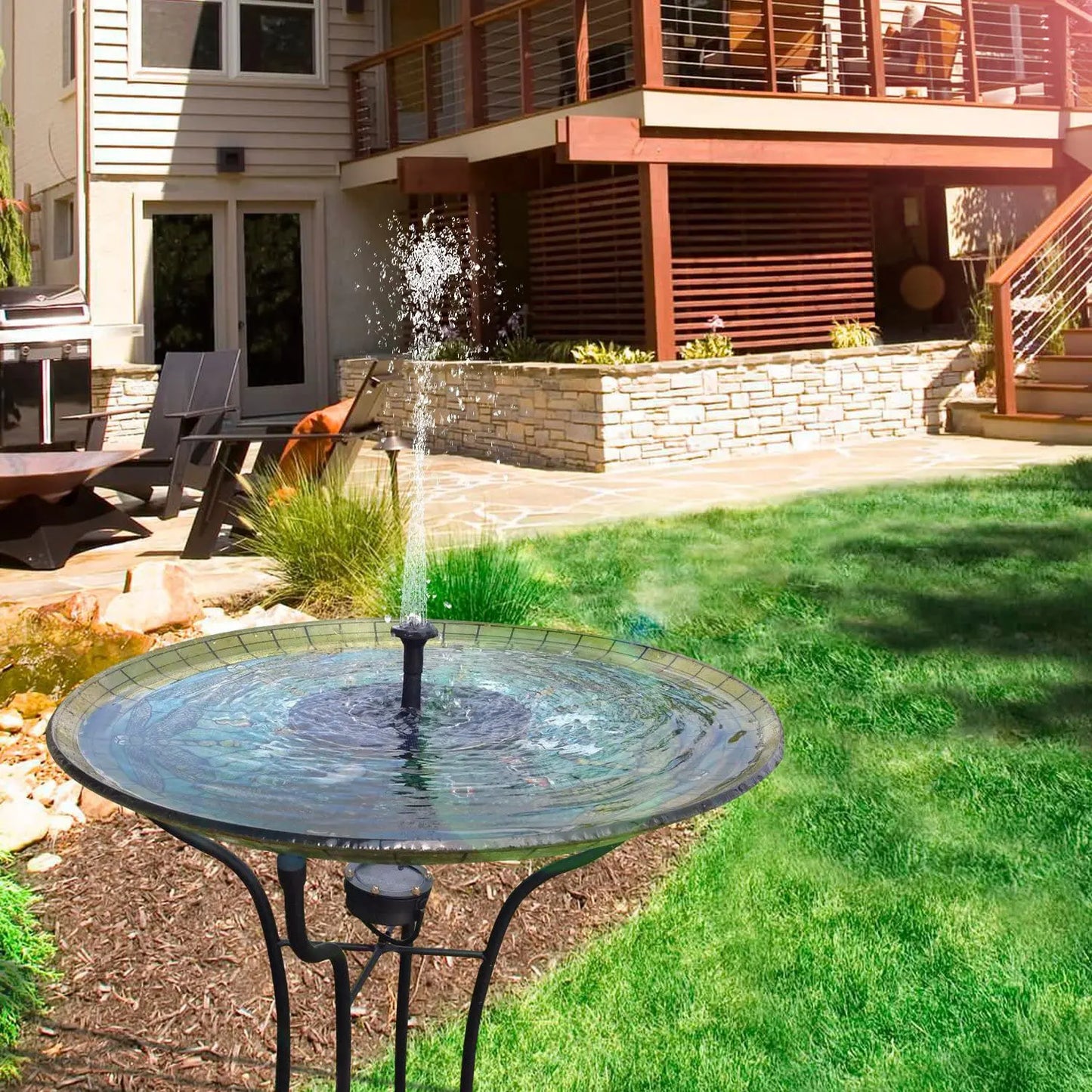 3.5W Solar Fountain Pump with 1500mAh Battery & 6 Nozzles