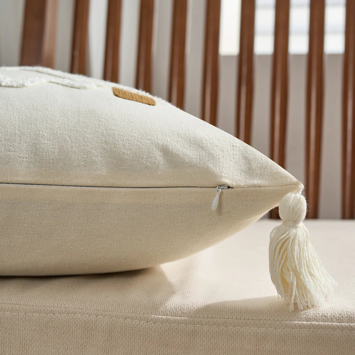 Battilo Christmas Throw Pillow Cover with Tassels Decorative Green Tufted Pillowcase for Sofa Bed Cushion Case for Home Decor Peaceful Pleasures Health and Wellness