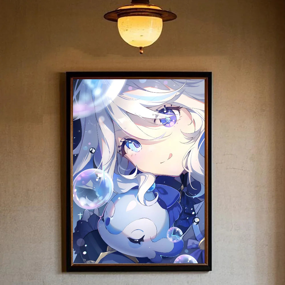 Genshin lmpact Furina Foutiane Poster HD art sticky wall waterproof home living room bedroom bar aesthetic decoration Peaceful Pleasures Health and Wellness z7 21X30cmNoframe
