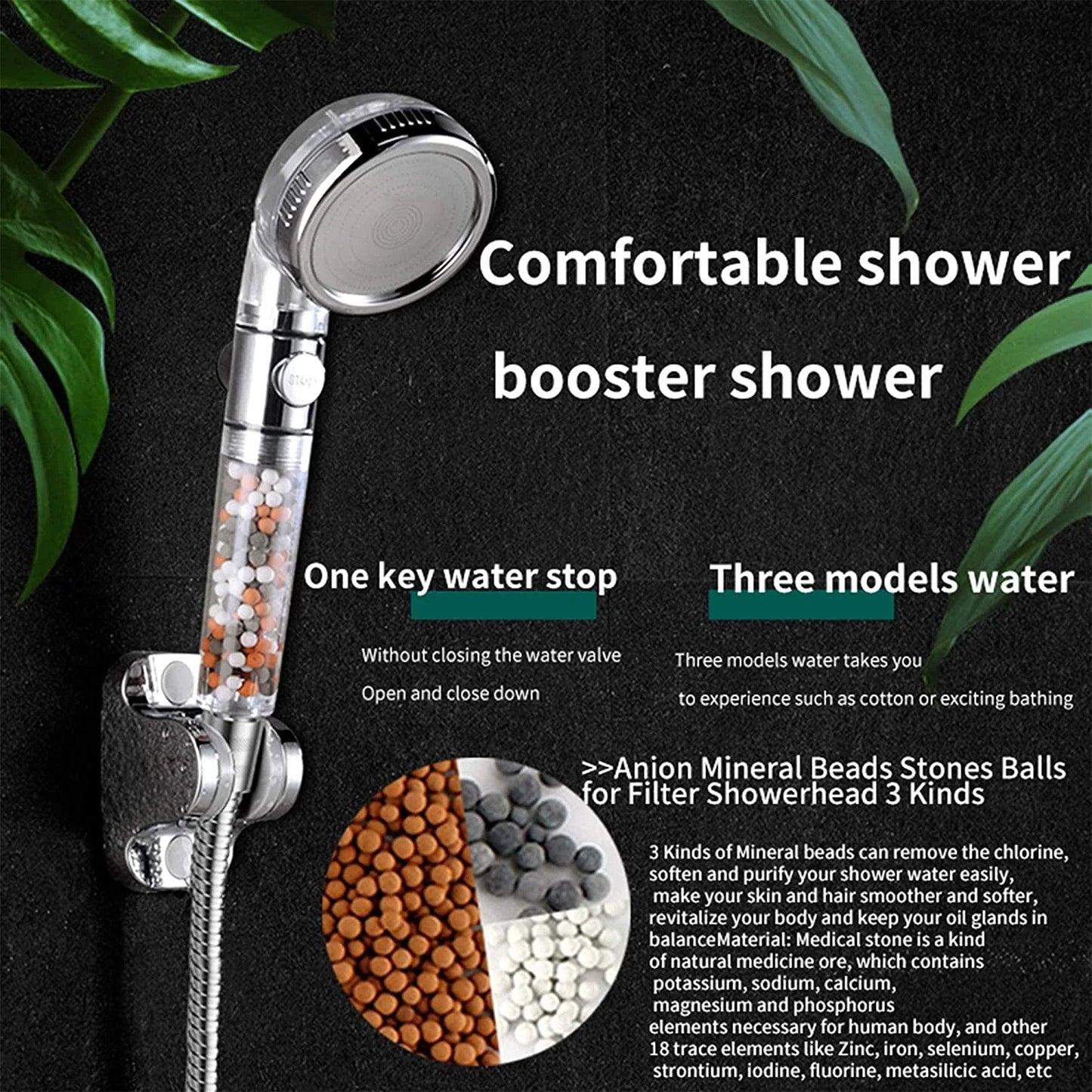 3-Function SPA Shower Head | High Pressure & Filter
