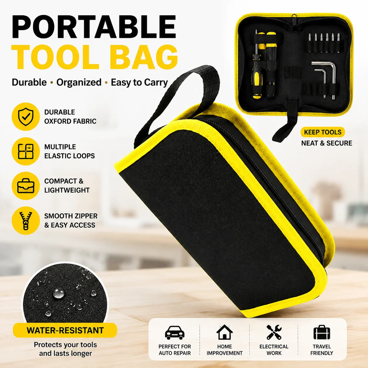Oxford Canvas Tool Bag – Multifunction Repair & Hardware Pouch