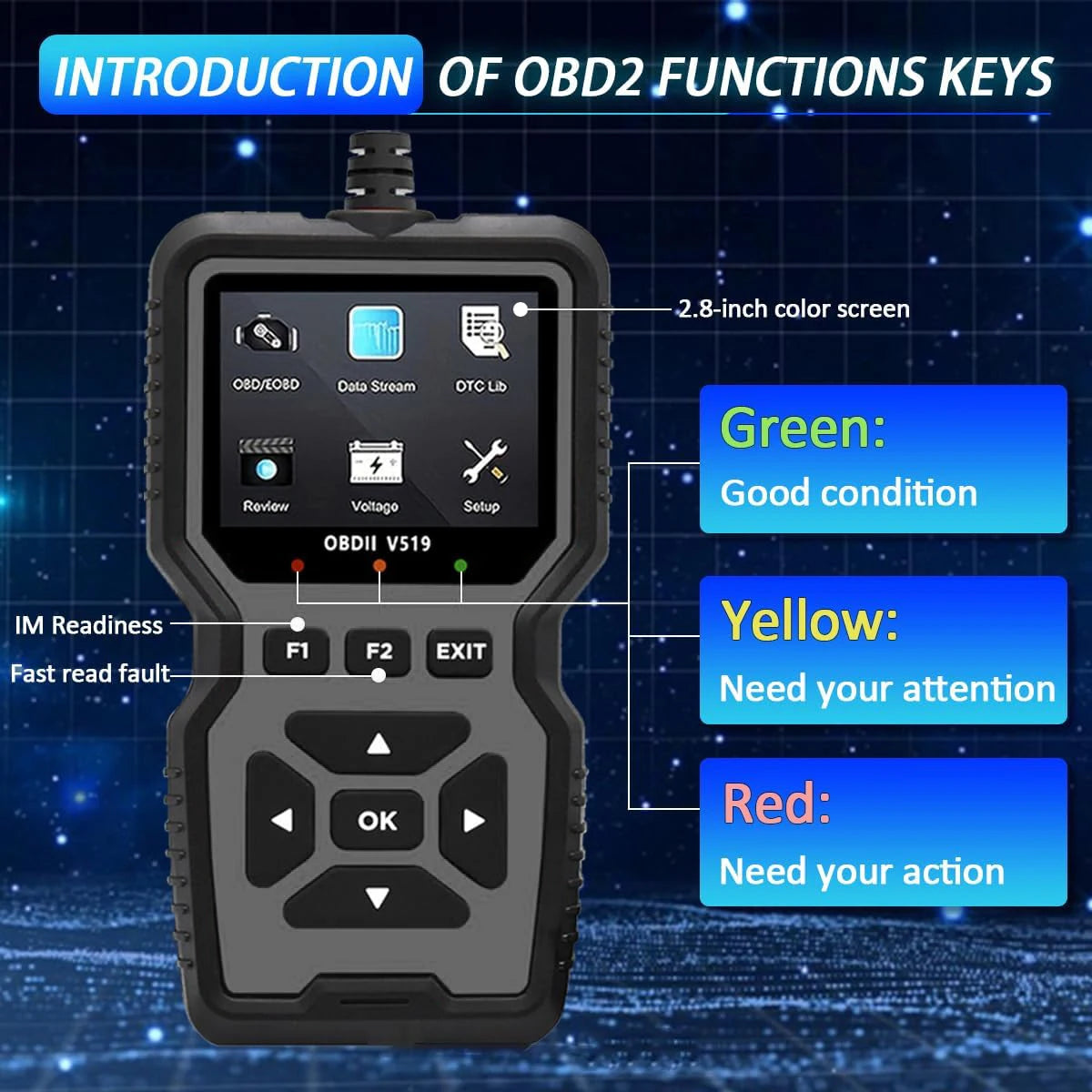 V519 OBD2 Code Reader & Diagnostic Tool | 1996+ Vehicles