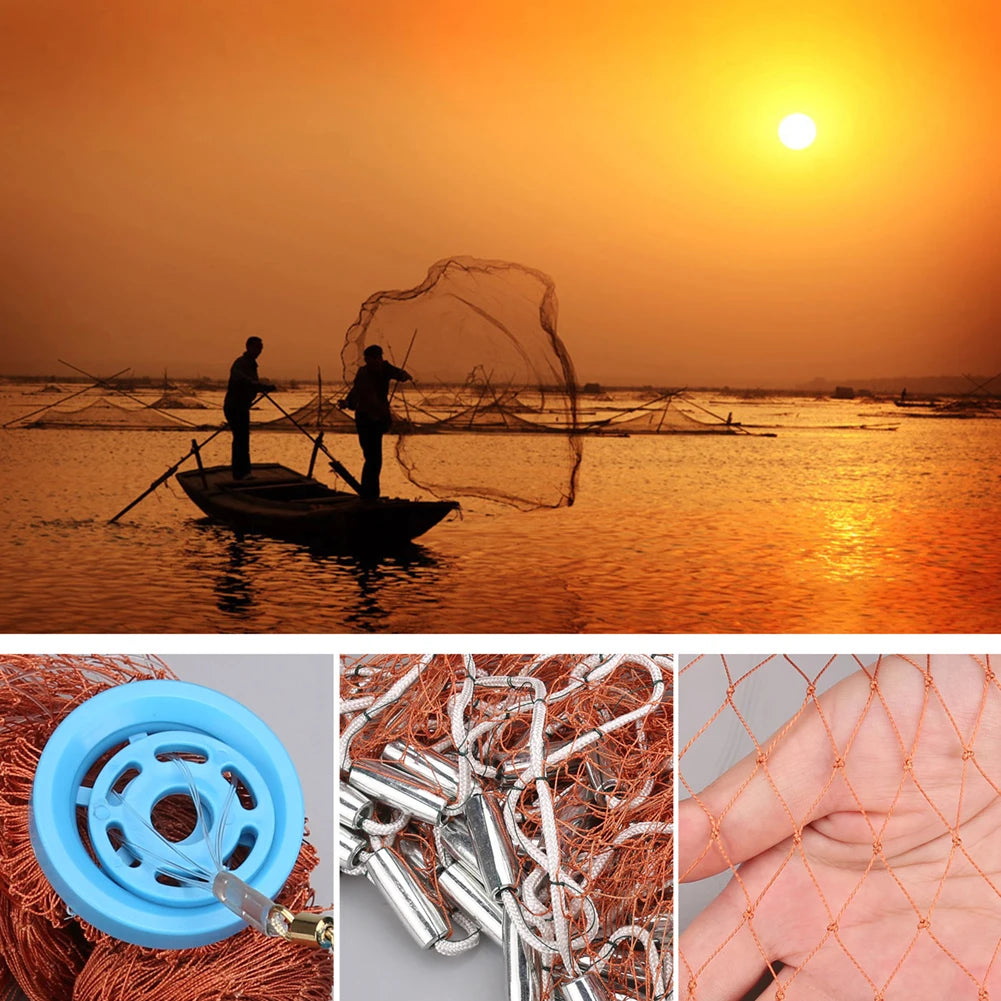 Saltwater Fishing Cast Net For Fish Shrimp Trap with Heavy Sinkers Throw Net Size 4ft/6ft/8ft Radius Freshwater Throw Nets Peaceful Pleasures Health and Wellness