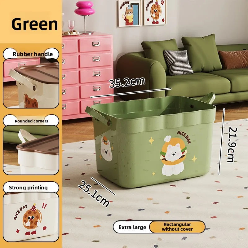 Cartoon Pattern Lidded Storage Box Toys Snacks Dustproof Desktop