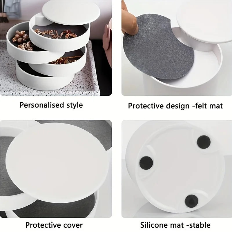 4-Layer Rotating Jewelry Box – Rings, Earrings & Necklaces