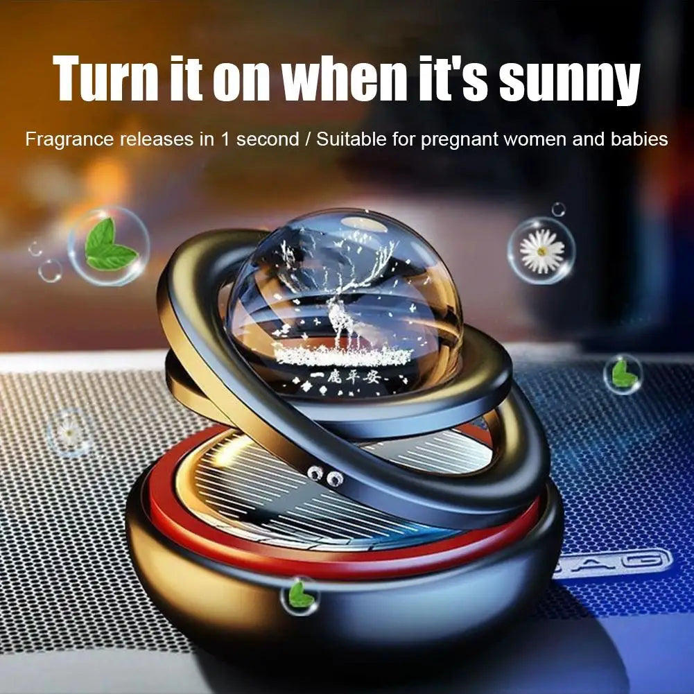 Solar Rotating Crystal Ball Car Aromatherapy Ornament