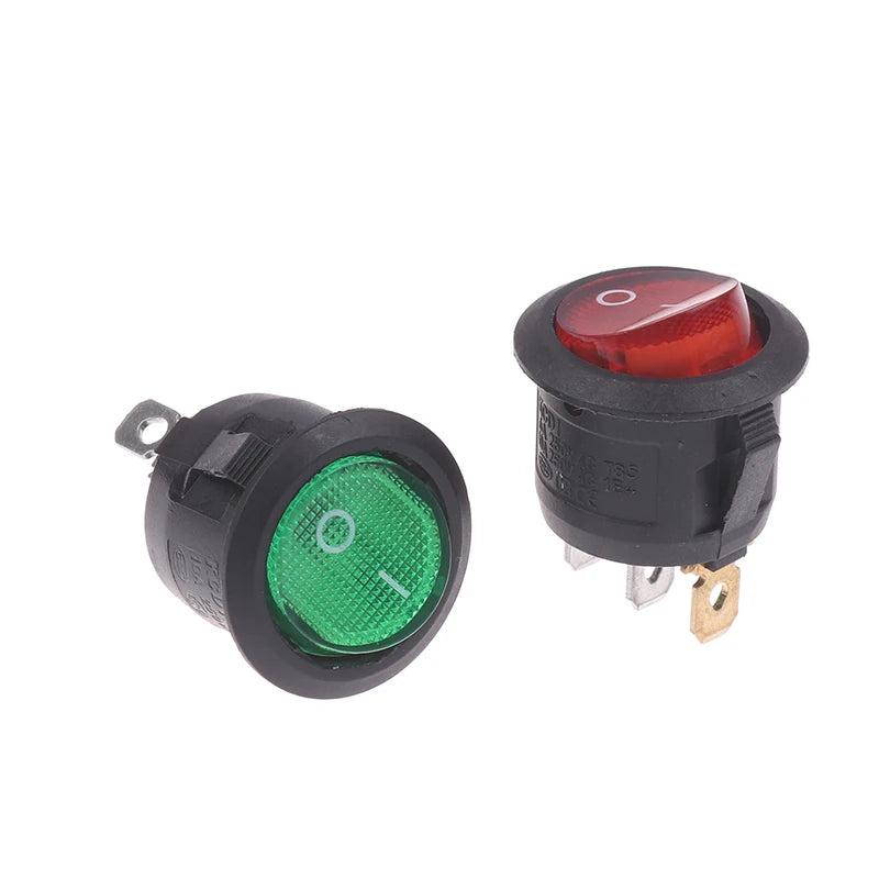 5Pcs/pack Versatile KCD1 On/Off 3-Pin 2-Position Snap 20A 12V Red Green LED Round Boat Rocker Switch With LED Small Toggle Peaceful Pleasures Health and Wellness