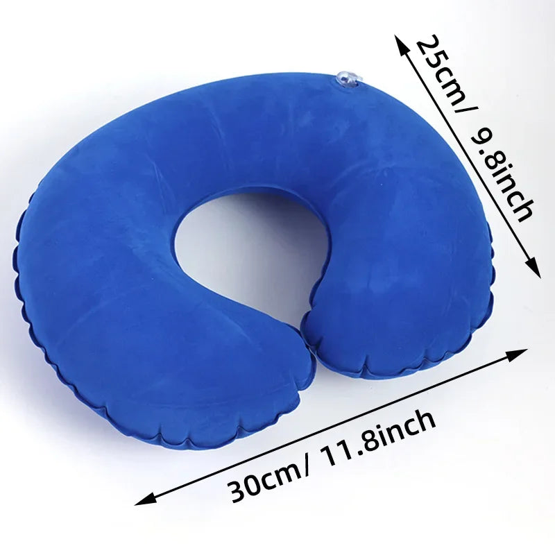 Inflatable C-Shaped Travel Neck Pillow | Portable PVC Cushion