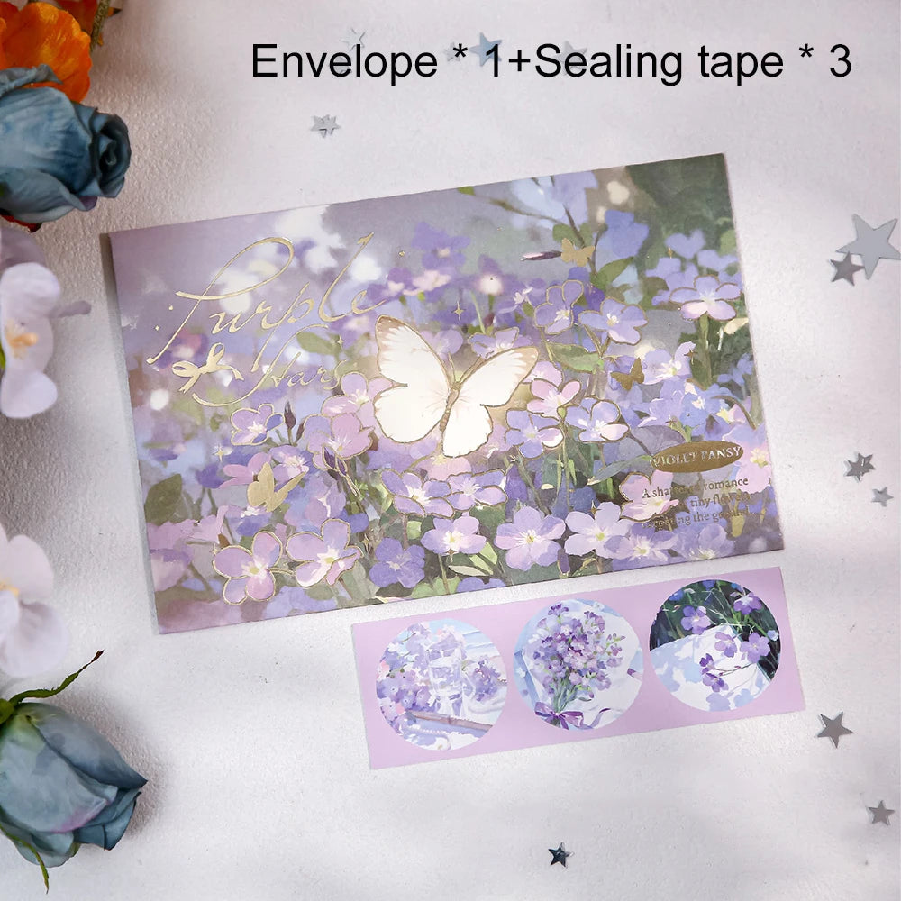 Romantic Scenery Stamping Envelope Poetry Petals Travel Commemorative