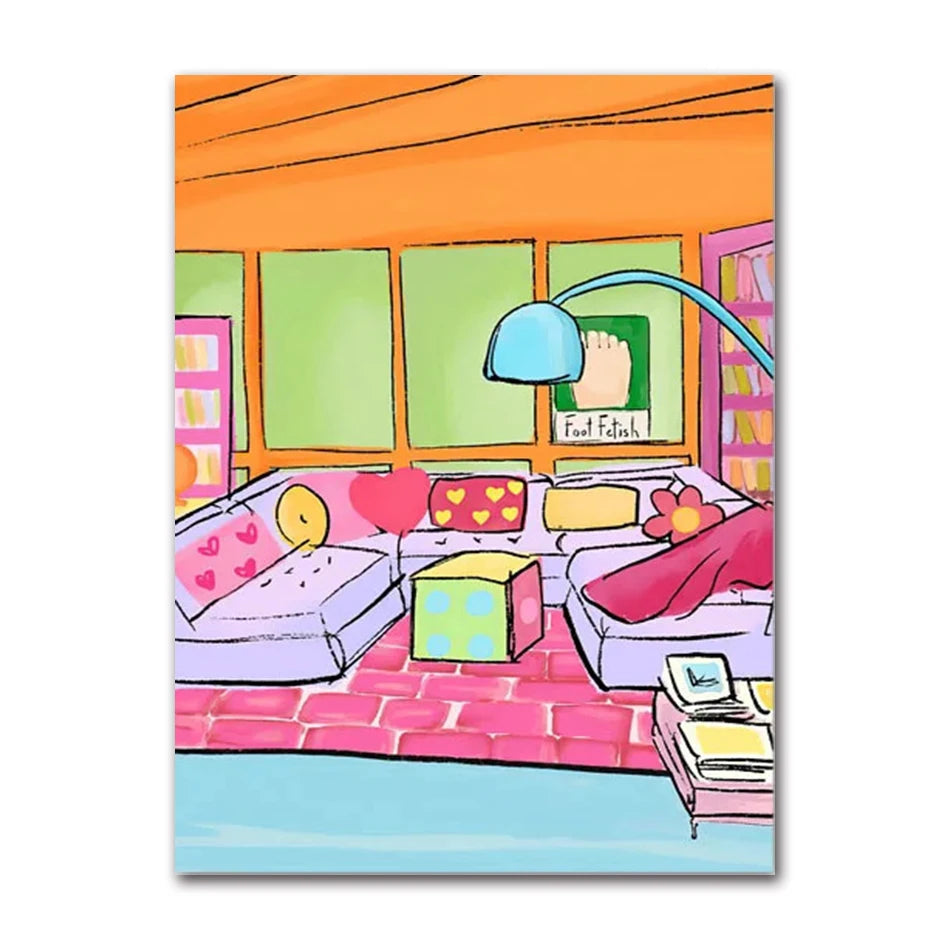 Crocodile Fish Abstract Canvas Wall Art | Colorful Unframed Print