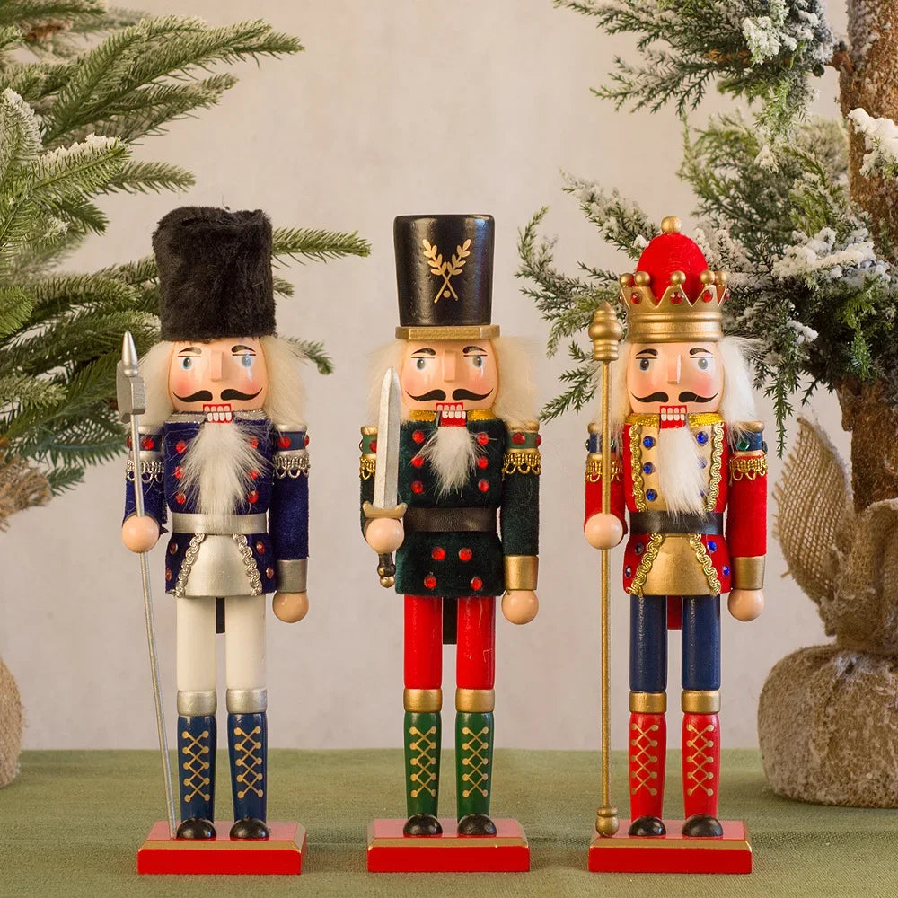 New Creative 30cm Wooden Christmas Nutcrackers Wooden Soldiers Guard Figurines with Good Workmanship for Holiday Decor Display Peaceful Pleasures Health and Wellness