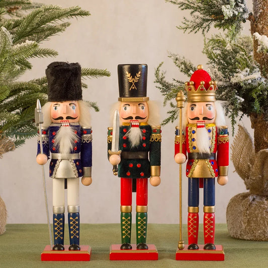 New Creative 30cm Wooden Christmas Nutcrackers Wooden Soldiers Guard Figurines with Good Workmanship for Holiday Decor Display Peaceful Pleasures Health and Wellness
