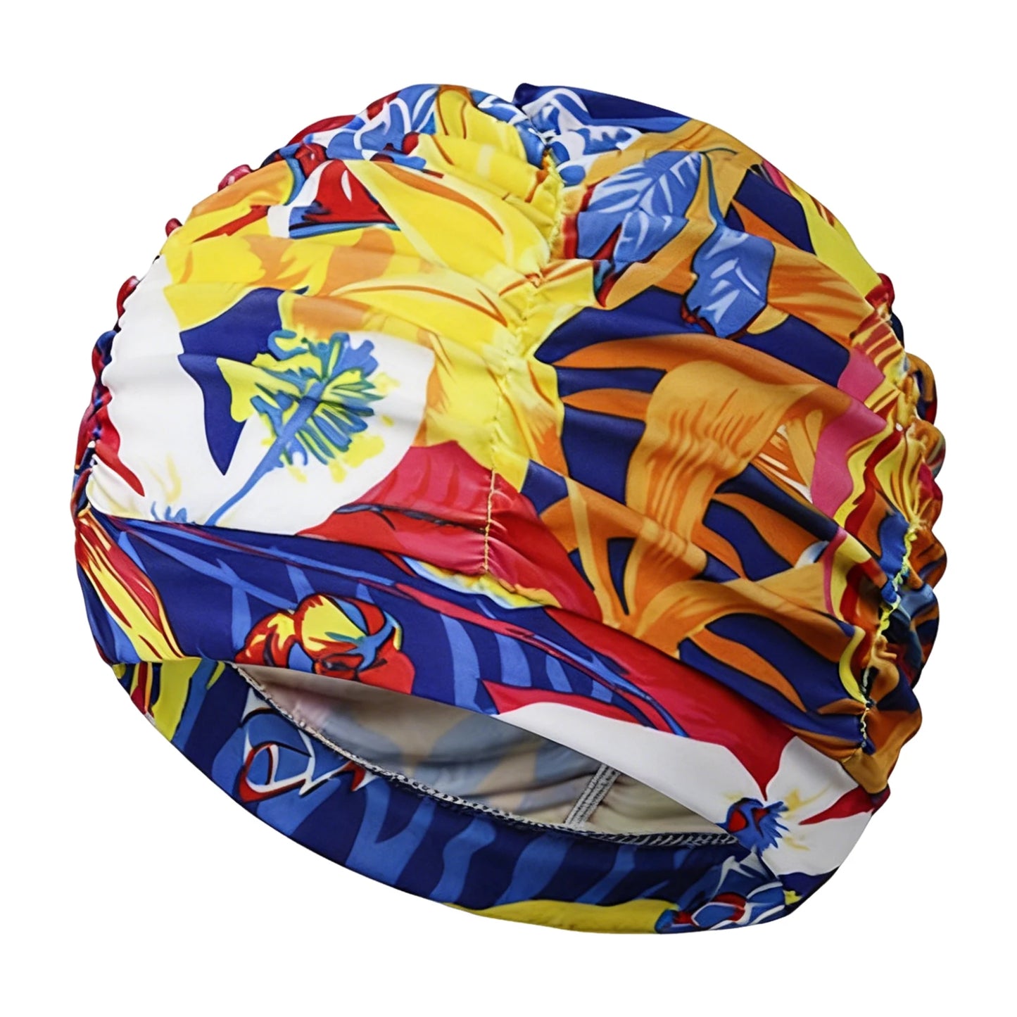 Printed Fabric Swim Cap Breathable Oversized Swimming Cap Lightweight Ear Protection Bathing Caps Diving Swimming Equipment Peaceful Pleasures Health and Wellness F