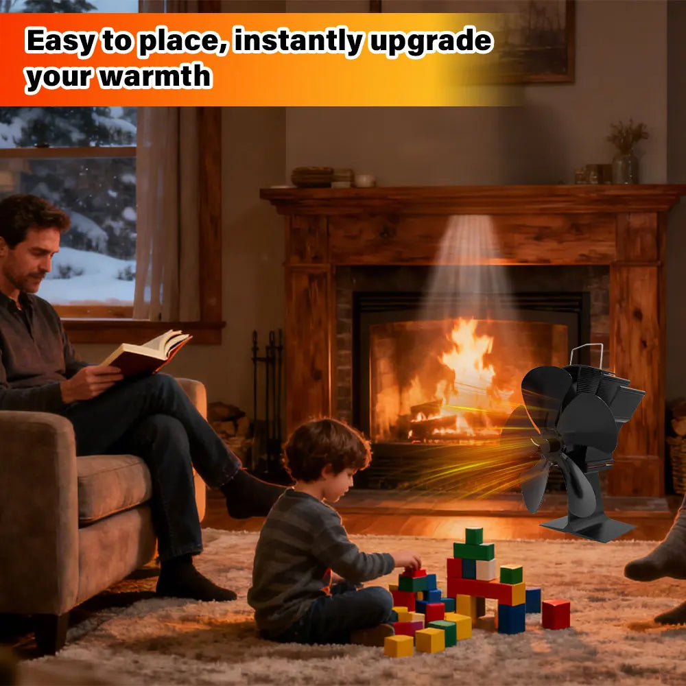 5-Blade Heat Powered Stove Fan for Wood Log Burner Fireplace Quiet Environmental Fan Heater Tool Efficient Heat Distribution Peaceful Pleasures Health and Wellness