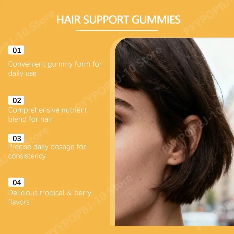 Hair Support Gummies – Biotin, Zinc, Collagen & Vitamin C | 60ct