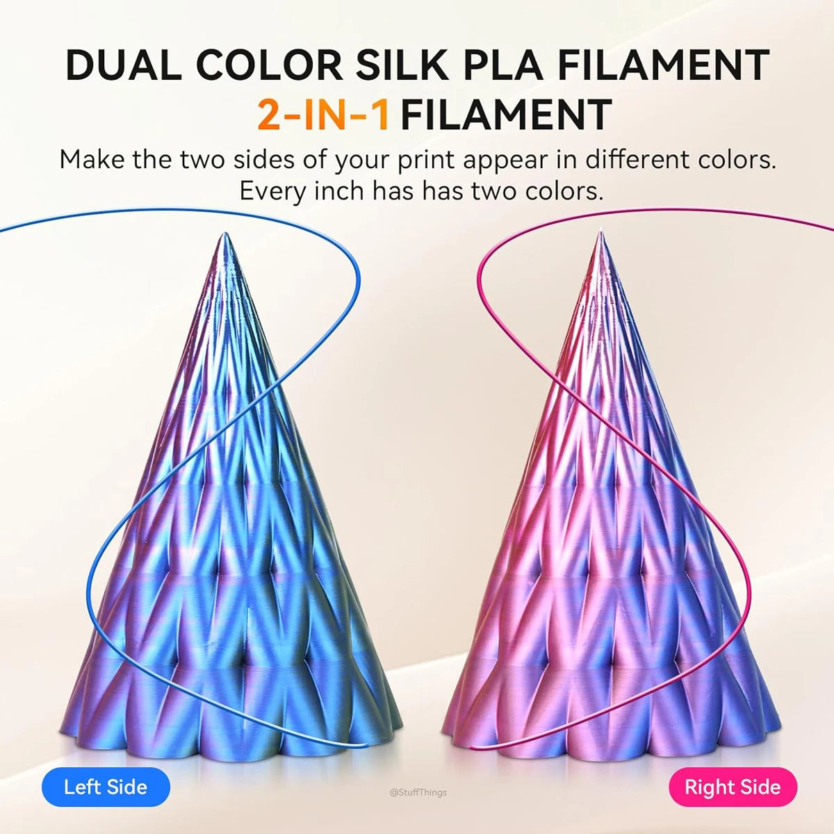 3D Maliang Silk PLA Filament Bundle – Dual Color, 4×250g, 1kg