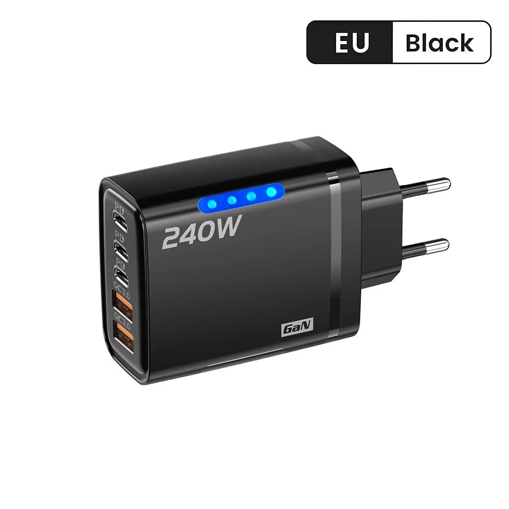 240W GaN 5-Port USB-C PD Fast Charger | iPhone Samsung Tablet