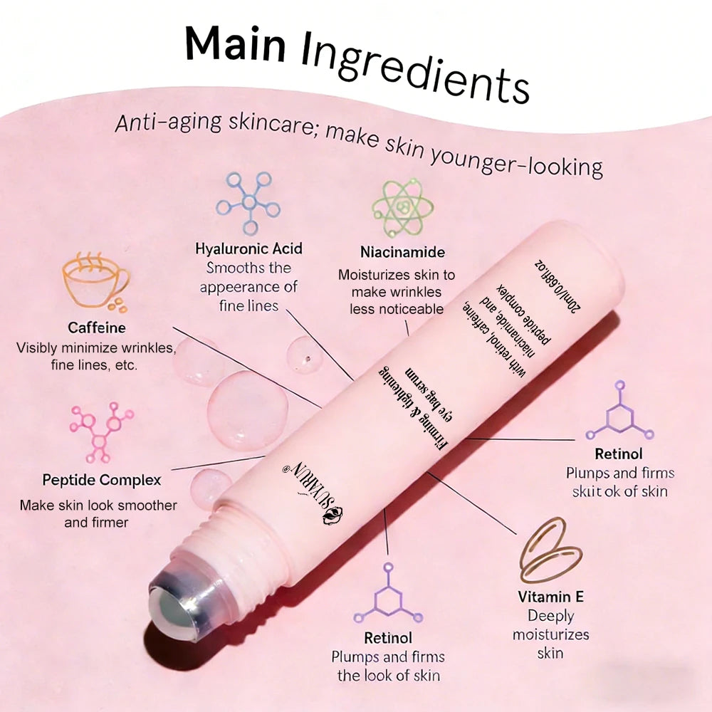 SUYARUN Eye Roller Essence 24-Hour Hydration & Moisture Lock With Collagen, Caffeine + Botanical Extracts Firms Sagging Eye Bags Peaceful Pleasures Health and Wellness