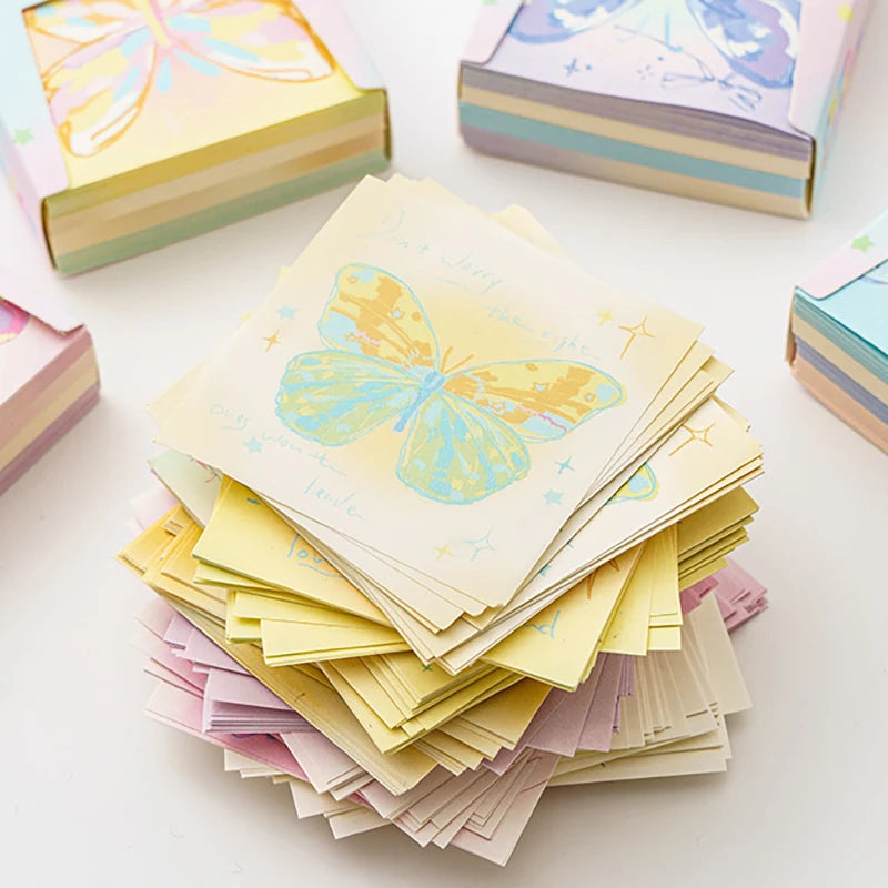 Hand Drawn Butterfly Sticky Notes Pink Origami Handmade Non-sticky